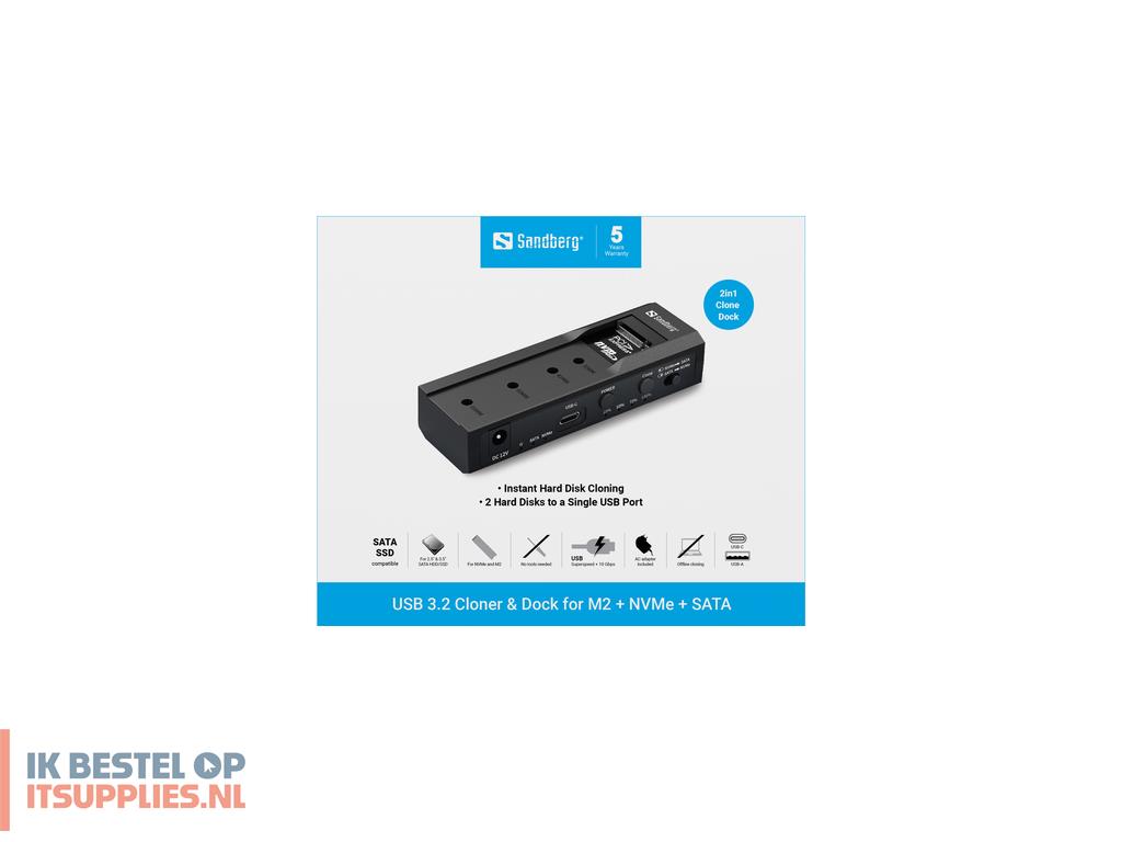 0131409-sandberg_136-49_basisstation_voor_opslagstations_usb_32_gen_2_31_gen_2_type-c_zwart