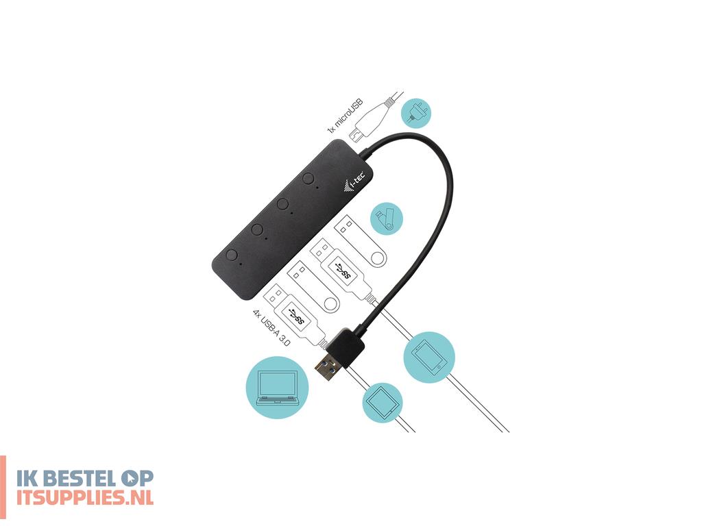 0636442-i-tec_u3chargehub4_interface_hub_usb_32_gen_1_31_gen_1_type-a_5_mbits_zwart