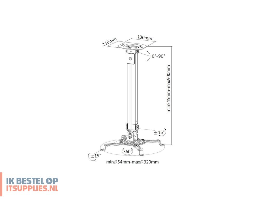 4402771-techly_ica-pm_18m_projector_beugel_plafond_zilver