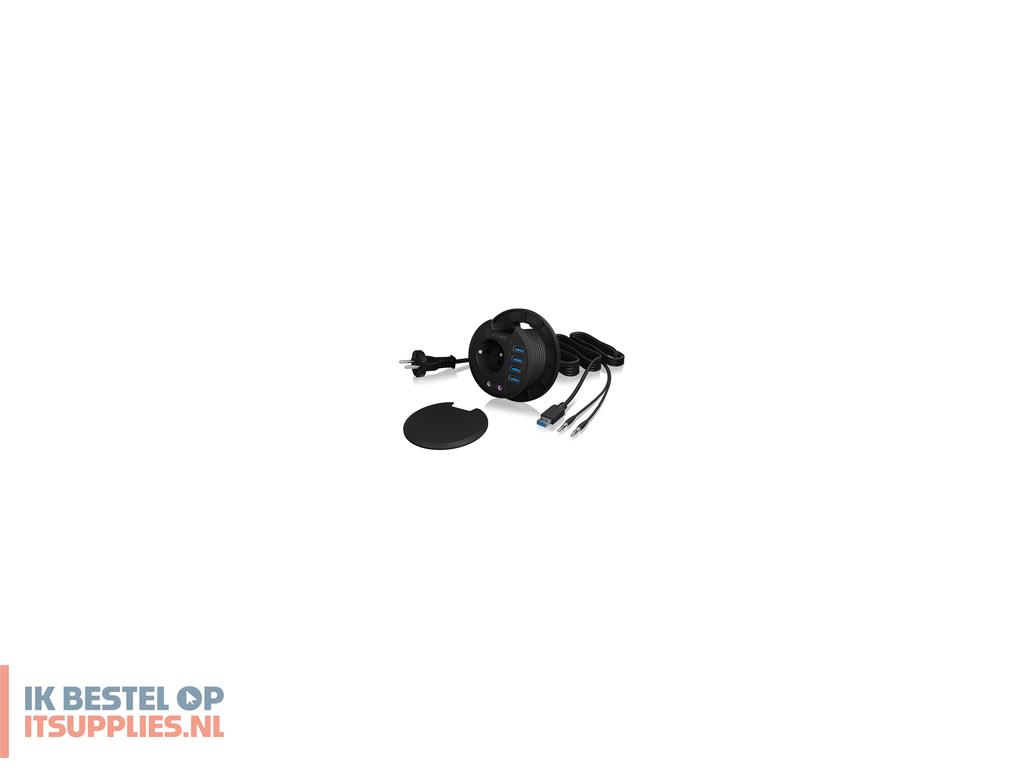 0058767-icy_box_ib-hub1430_wandcontactdoos_zwart