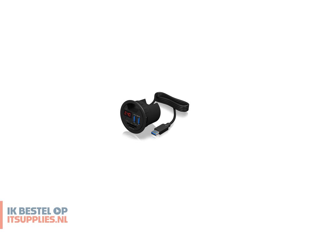 0143414-icy_box_ib-hub1404_wandcontactdoos_zwart