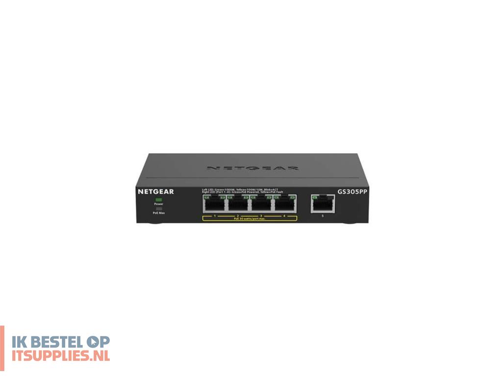 0041126-netgear_gs305pp_unmanaged_gigabit_ethernet_101001000_power_over_ethernet_poe_zwart