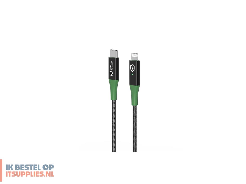 0554524-microconnect_mc-smart_usb_c-l-2_lightning-kabel_2_m_zwart-_groen