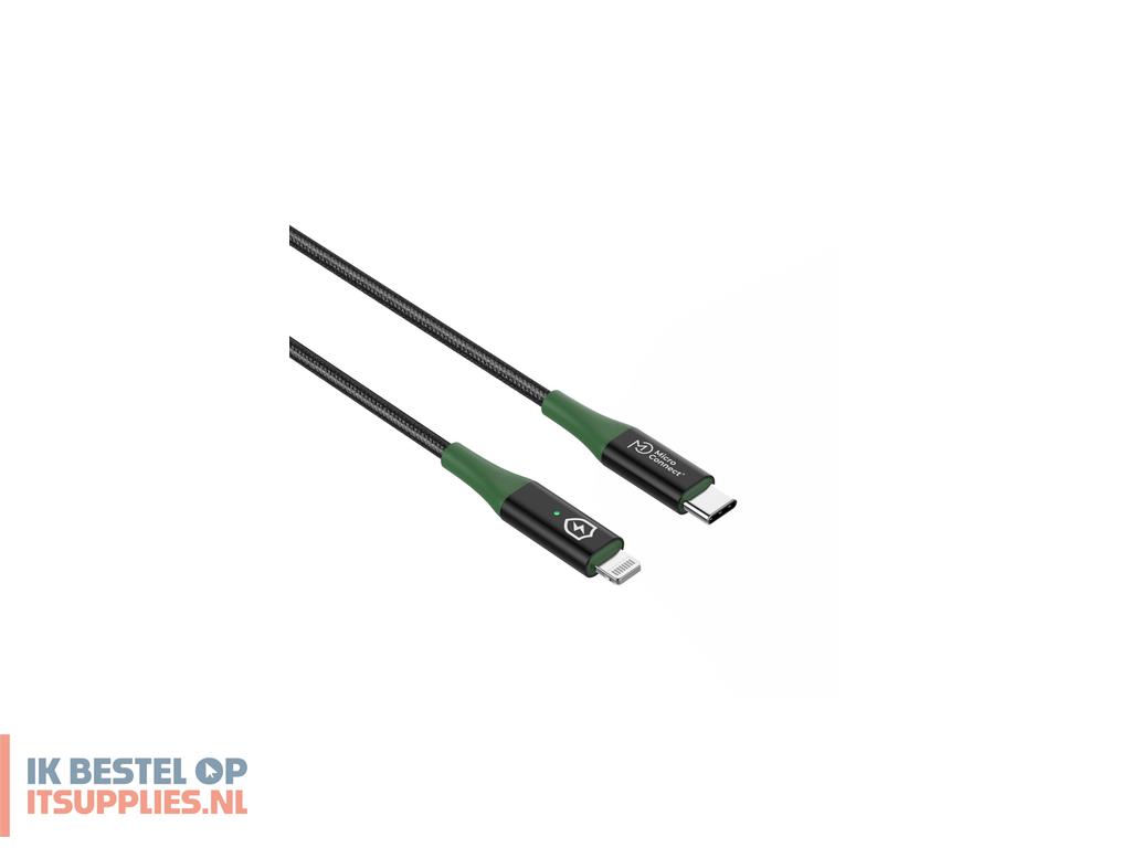 0245888-microconnect_mc-smart_usb_c-l-1_lightning-kabel_1_m_zwart-_groen
