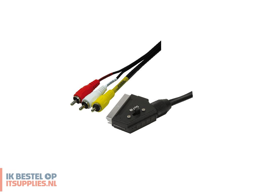 0350911-logilink_scart_-_rca-_2m_scart_21-pin_3_x_rca_zwart