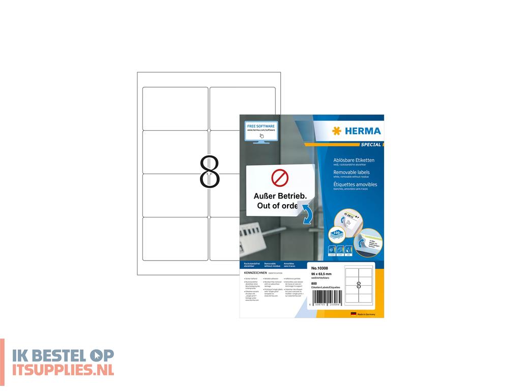 0545941-herma_10308_etiket_afgeronde_rechthoek_verwijderbaar_wit_800_stuks