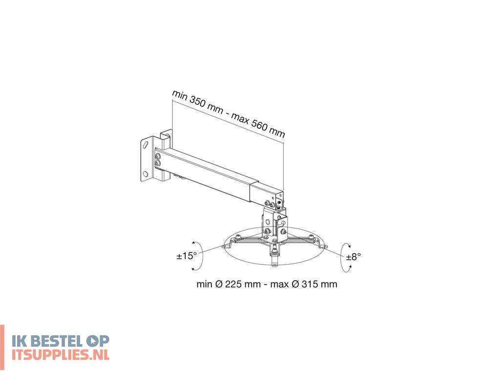 1657938-techly_ica-pm_16_projector_beugel_plafondmuur_zilver