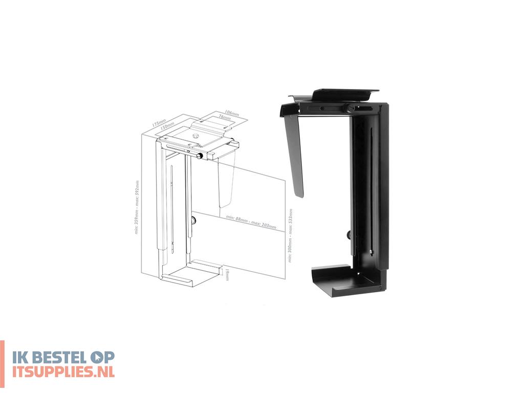 1924121-techly_ica-cs_66_cpu-houder_onder_het_bureau_cpu-houder_zwart
