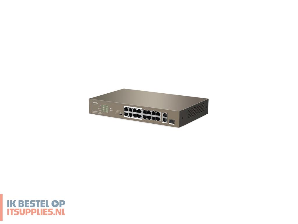 1917784-tenda_tef1118p-16-150w_netwerk-switch_unmanaged_l2_fast_ethernet_10100_power_over_ethernet_poe_1u_zwart