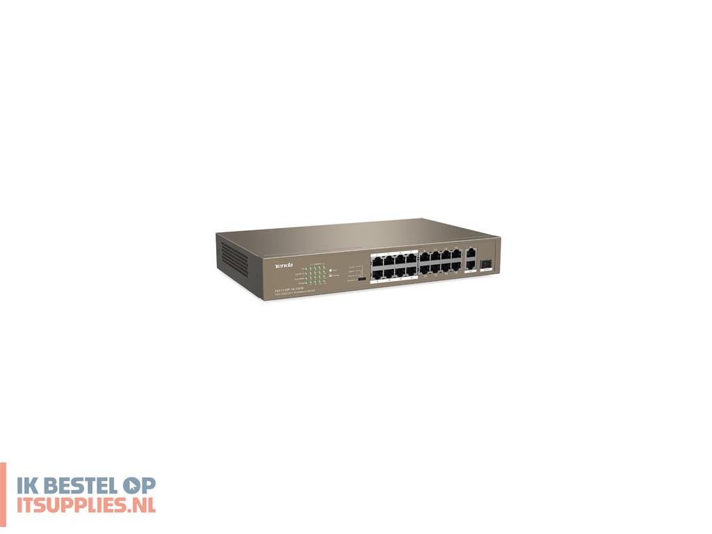 1921607-tenda_tef1118p-16-150w_netwerk-switch_unmanaged_l2_fast_ethernet_10100_power_over_ethernet_poe_1u_zwart