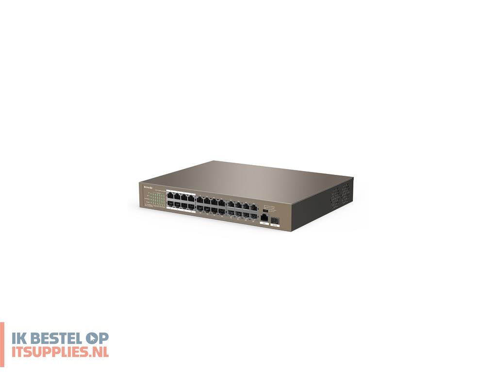 4640850-tenda_tef1126p-24-250w_netwerk-switch_unmanaged_fast_ethernet_10100_power_over_ethernet_poe_grijs
