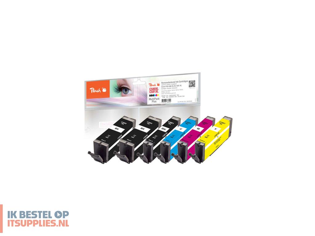 1803315-peach_pi100-379_inktcartridge_6_stuks_compatibel_hoog_xl_rendement_zwart-_cyaan-_magenta-_geel