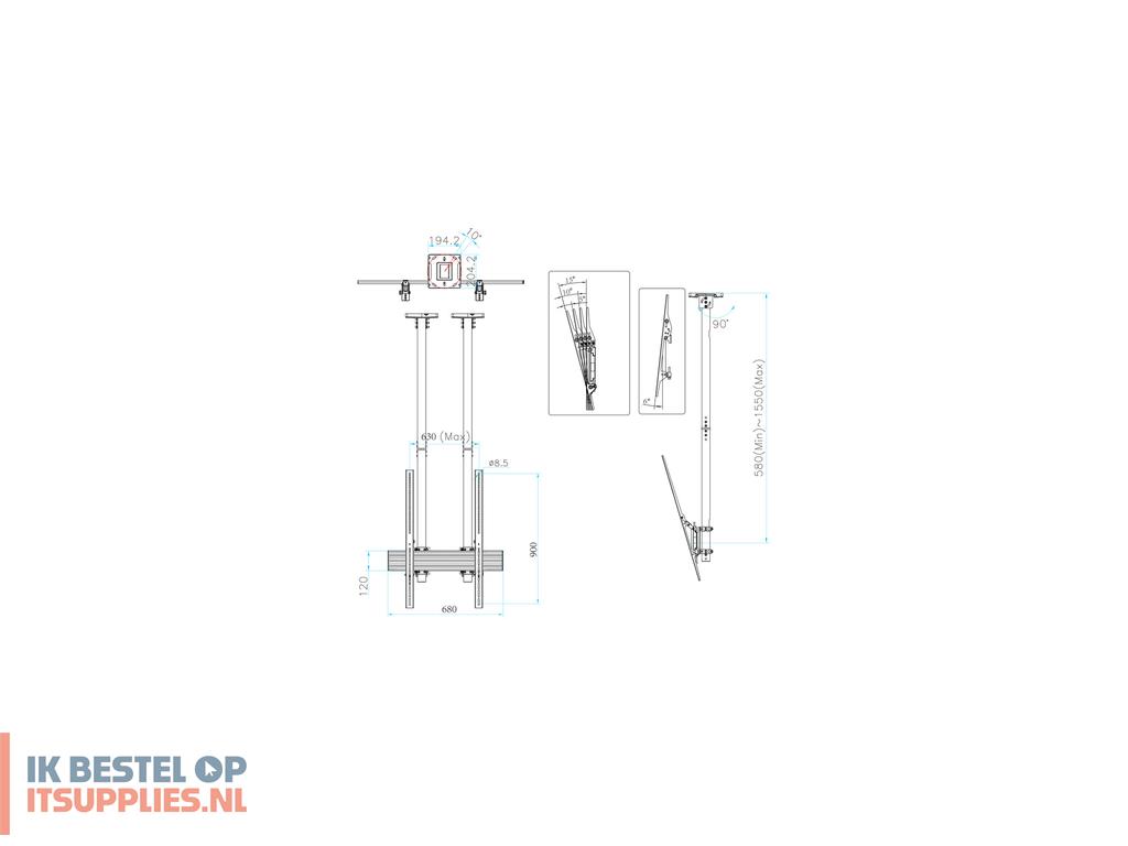4543216-multibrackets_6133_bevestiging_voor_signage-beeldschermen_2-54_m_100_zwart