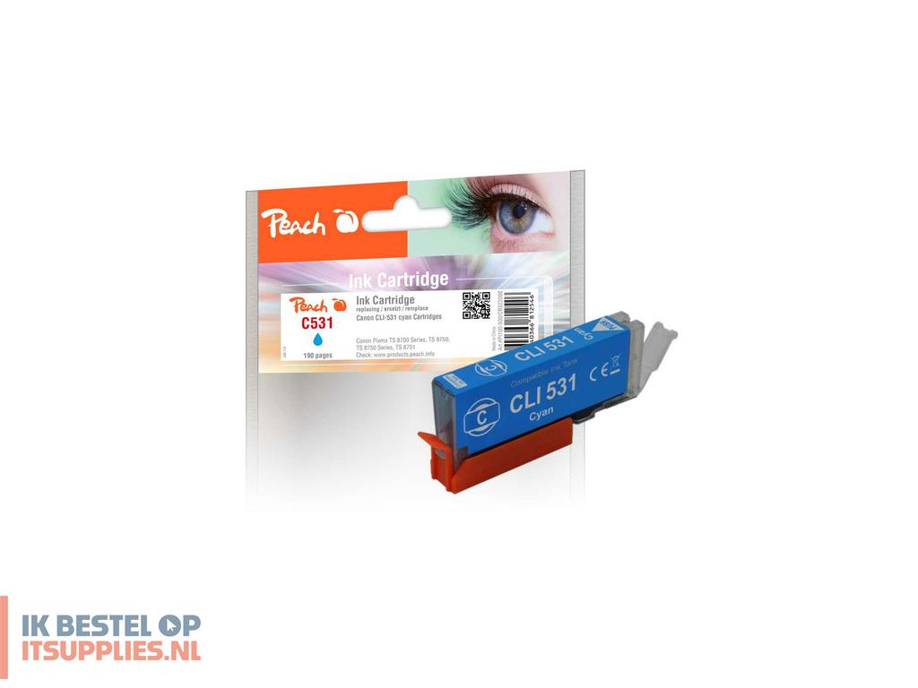 4940871-peach_pi100-500_inktcartridge_1_stuks_compatibel_normaal_rendement_cyaan