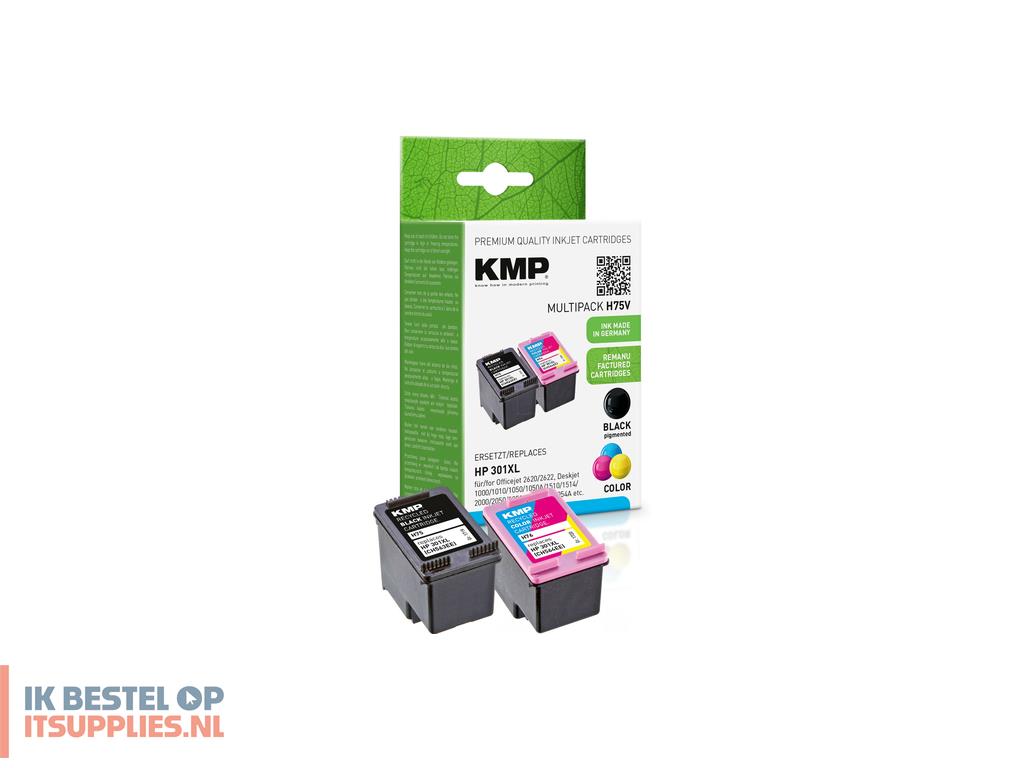3423869-kmp_multipack_h75v_inktcartridge_2_stuks_compatibel_zwart-_cyaan-_magenta-_geel