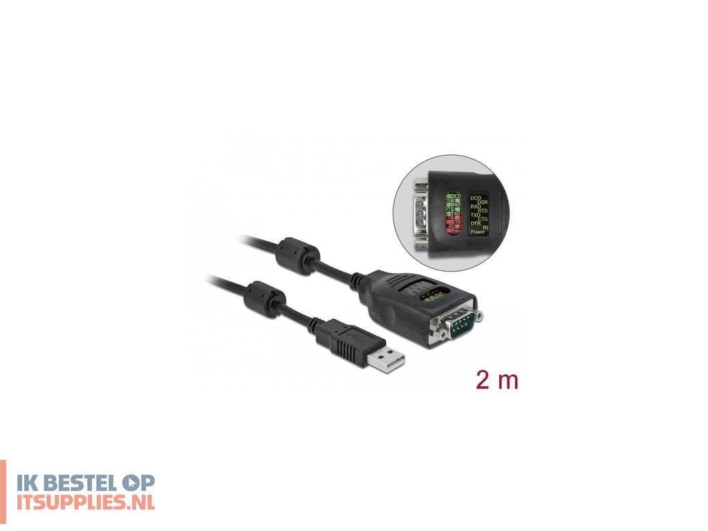 0155091-delock_90497_seriele_kabel_zwart_2_m_usb_type-a_rs-232_db9