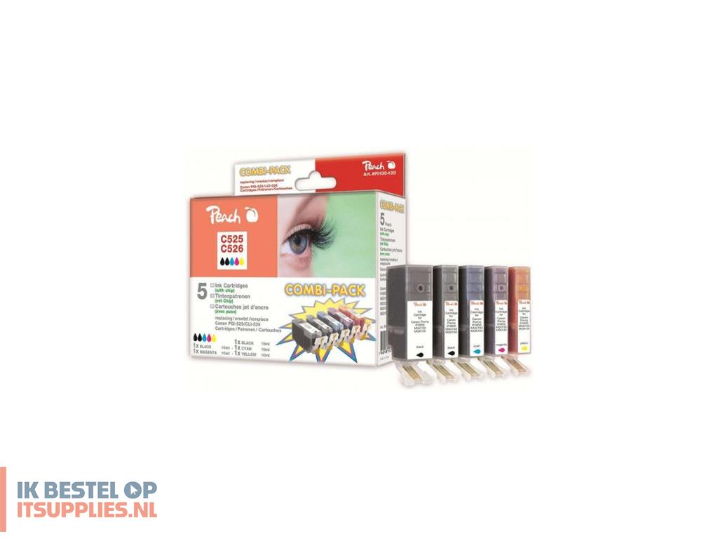 0729234-peach_pi100-133_inktcartridge_5_stuks_zwart-_cyaan-_magenta-_geel