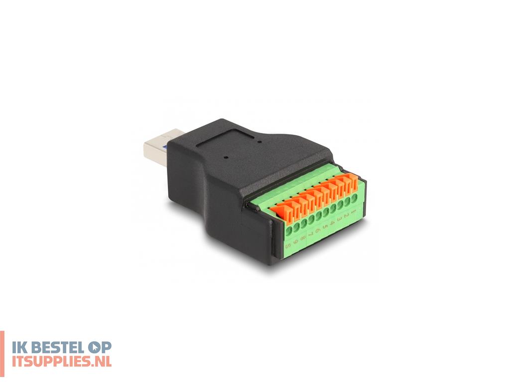 0113100-delock_66238_tussenstuk_voor_kabels_usb_type-a_10_pin_terminal_block_zwart-_groen