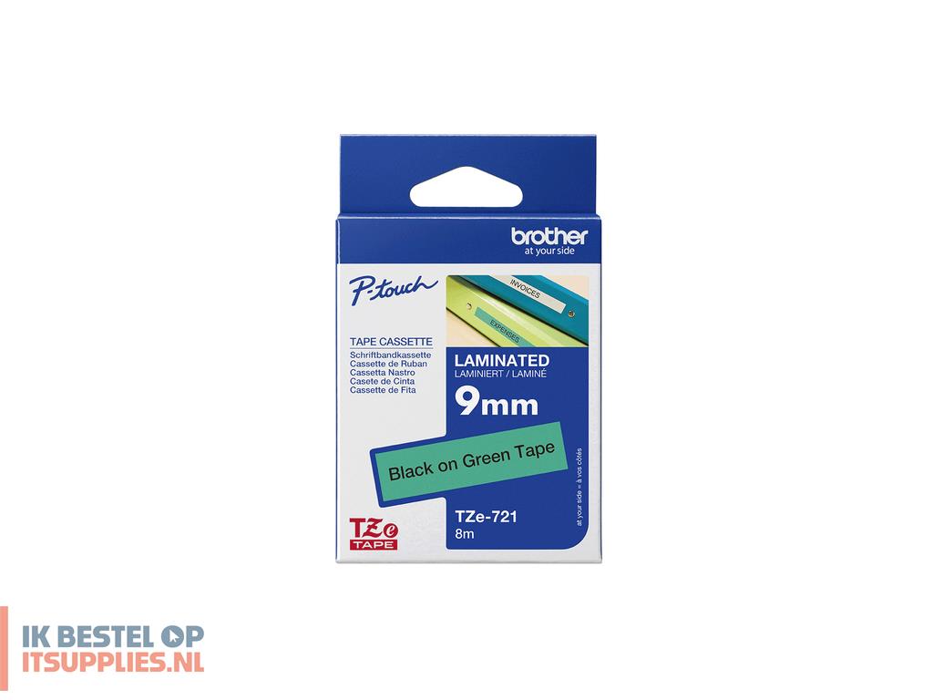 4542912-brother_tze-721_labelprinter-tape_zwart_op_groen