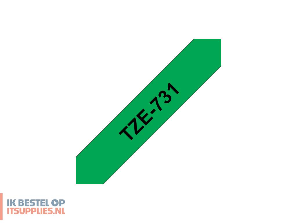 1703961-brother_tze-731_labelprinter-tape_zwart_op_groen