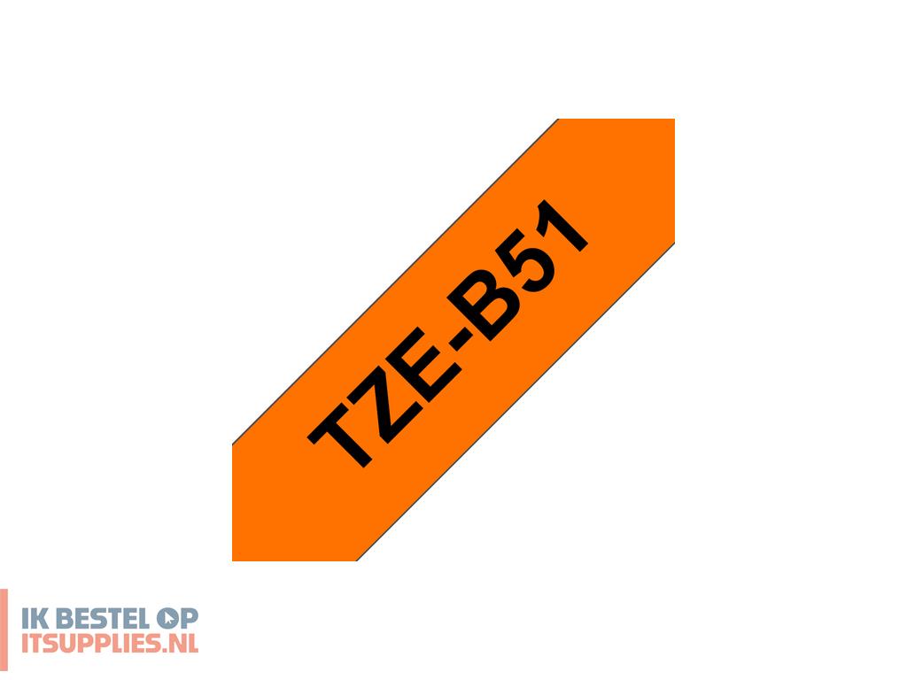 5041752-brother_tze-b51_labelprinter-tape_zwart_op_fluorescerend_oranje