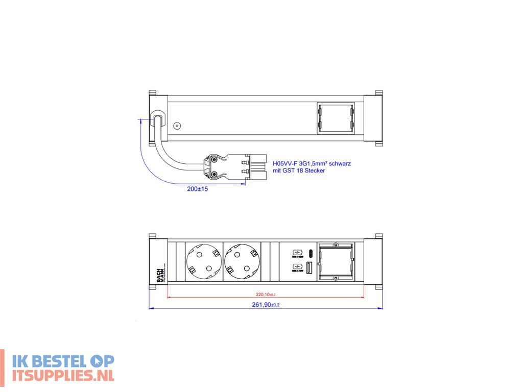 1632760-bachmann_916504_power_uitbreiding_0-2_m_2_ac-uitgangen_binnen_zwart-_zilver