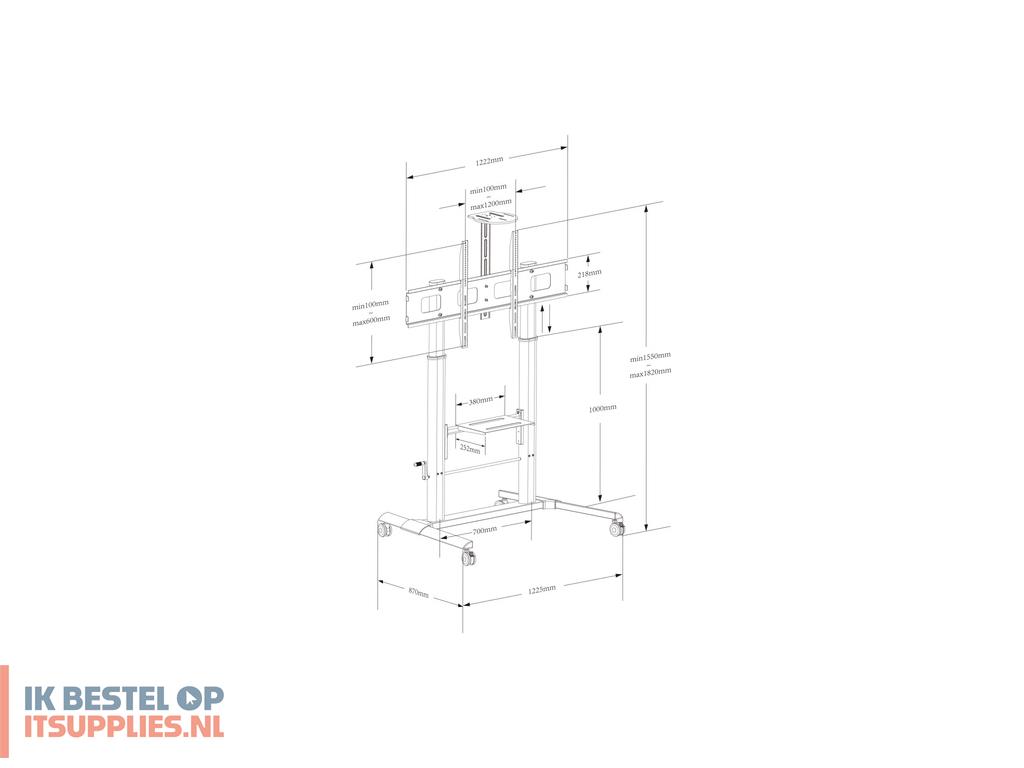 0405975-techly_ica-tr230_multimediawagen_-steun_zwart_vlakke_paneel_multimediawagentje