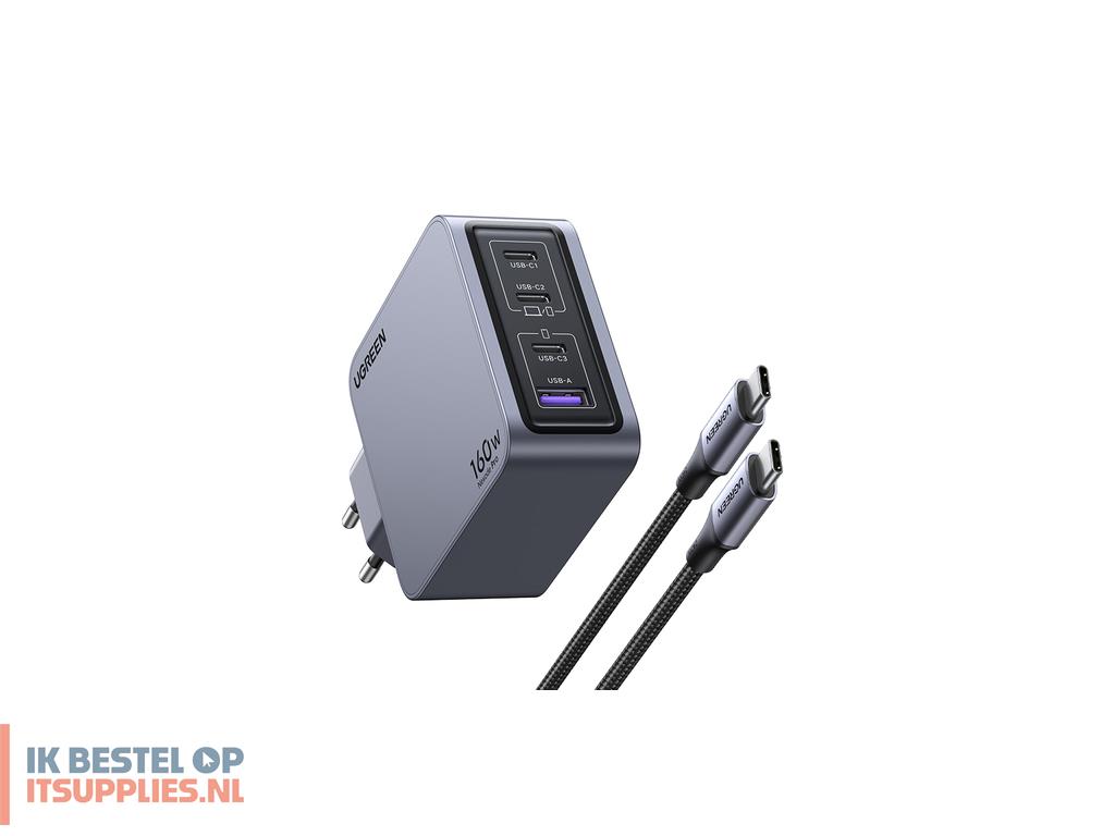 4419387-ugreen_nexode_pro_160w_gan_charger_with_usb-c_cable_universeel_zwart-_grijs_ac_snel_opladen_binnen