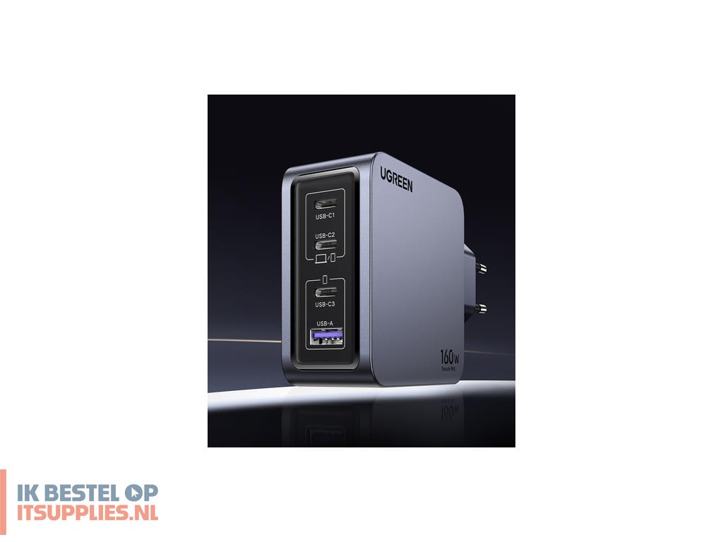 4426873-ugreen_nexode_pro_160w_gan_charger_with_usb-c_cable_universeel_zwart-_grijs_ac_snel_opladen_binnen