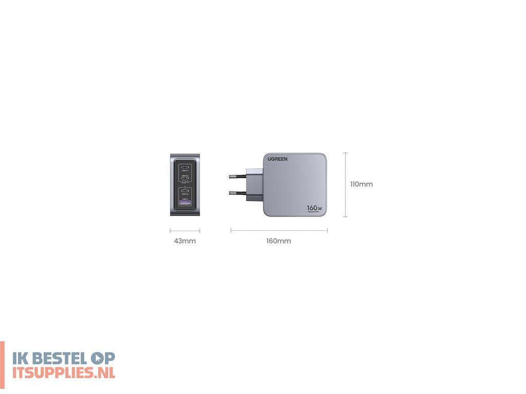 4446673-ugreen_nexode_pro_160w_gan_charger_with_usb-c_cable_universeel_zwart-_grijs_ac_snel_opladen_binnen