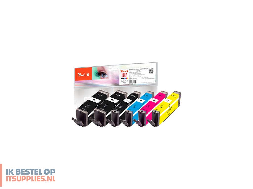 3127508-peach_pi100-328_inktcartridge_6_stuks_compatibel_normaal_rendement_zwart-_blauw-_roze-_geel