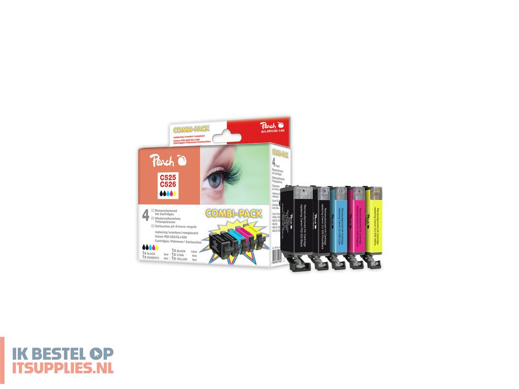 4510663-peach_pi100-140_inktcartridge_5_stuks_compatibel_zwart-_cyaan-_foto_zwart-_geel