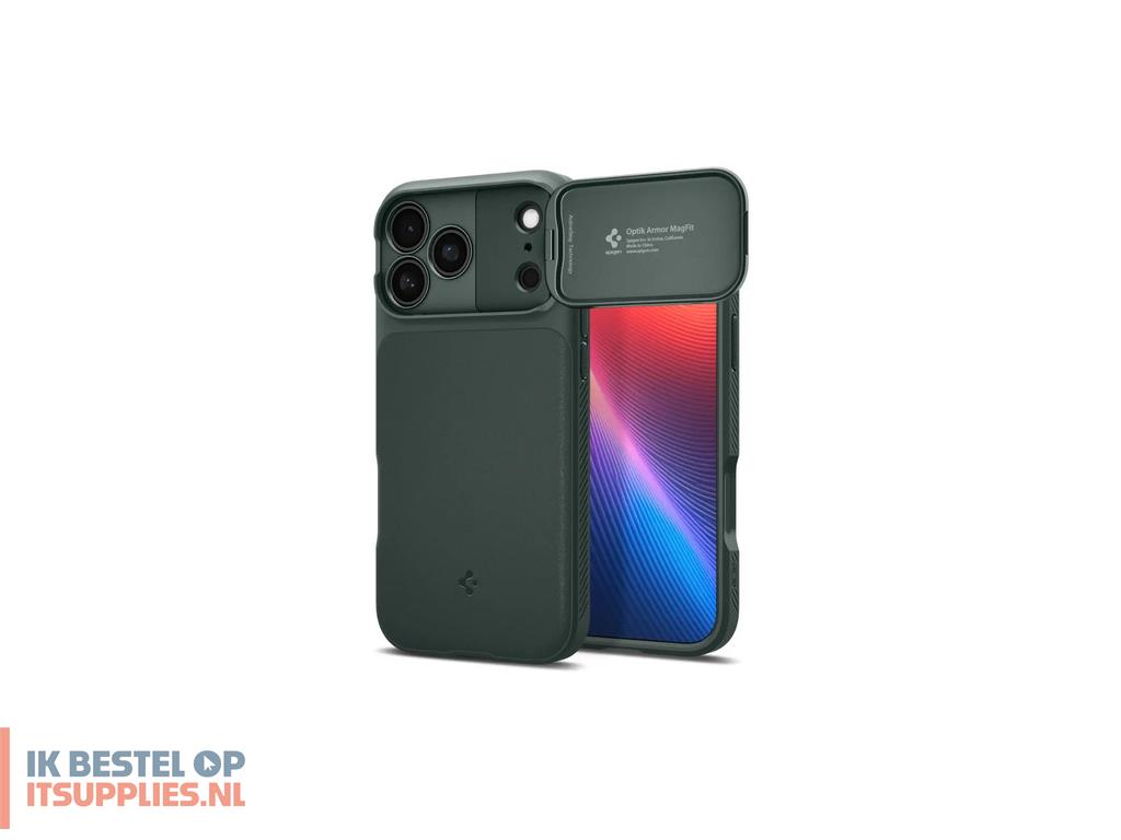 0233331-spigen_optik_armor_magfit_mobiele_telefoon_behuizingen_16_cm_63_hoes_donkergroen