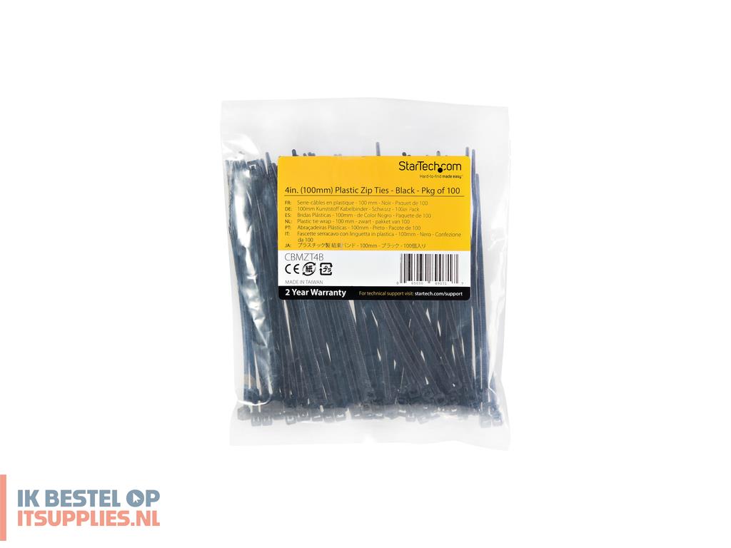 0714908-startechcom_cbmzt4b_kabelbinder_losmaakbare_kabelbinder_nylon-_kunststof_zwart_100_stuks