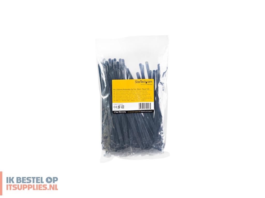 1809952-startechcom_cbmztrb8bk_kabelbinder_losmaakbare_kabelbinder_nylon-_kunststof_zwart_100_stuks