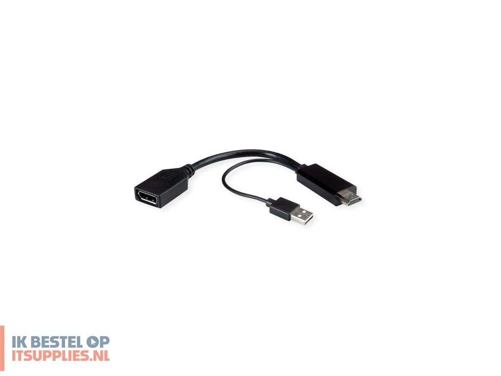 1610298-roline_12033147_video_kabel_adapter_0-15_m_hdmi_usb_displayport_zwart