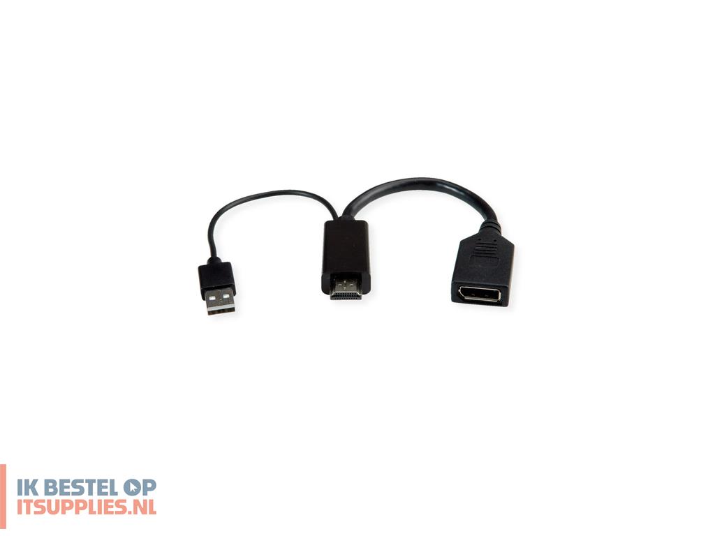1612790-roline_12033147_video_kabel_adapter_0-15_m_hdmi_usb_displayport_zwart