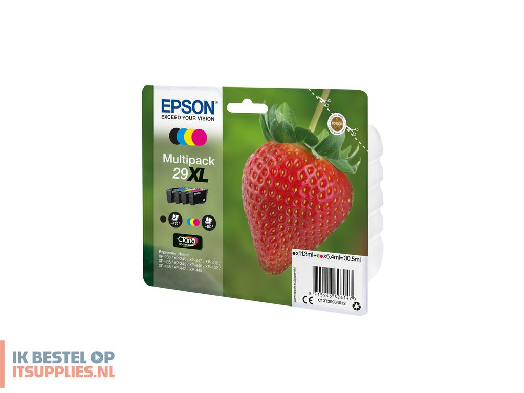 0351204-epson_strawberry_c13t29964012_inktcartridge_1_stuks_origineel_hoog_xl_rendement_zwart-_cyaan-_magenta-_geel