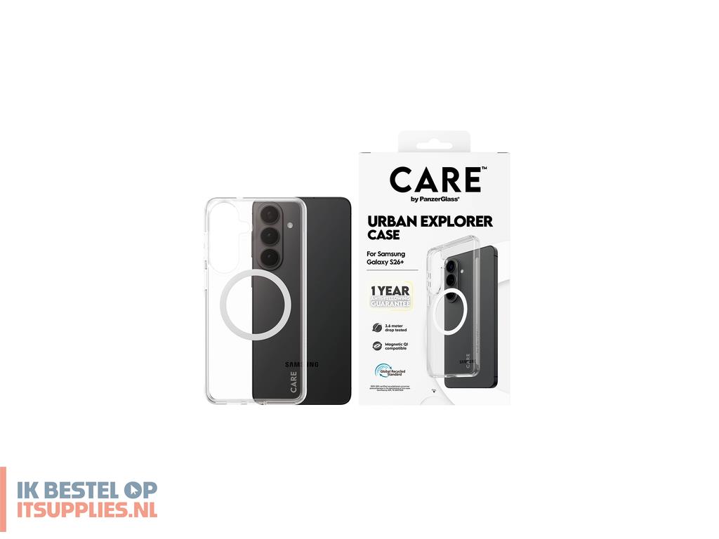 3011850-panzerglass_care_by__urban_explorer_case_transparent_w_white_qi_samsung_galaxy_s26_mobiele_telefoon