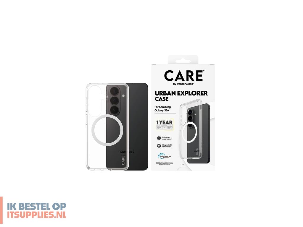 3012111-panzerglass_care_by__urban_explorer_case_transparent_w_white_qi_samsung_galaxy_s26_mobiele_telefoon
