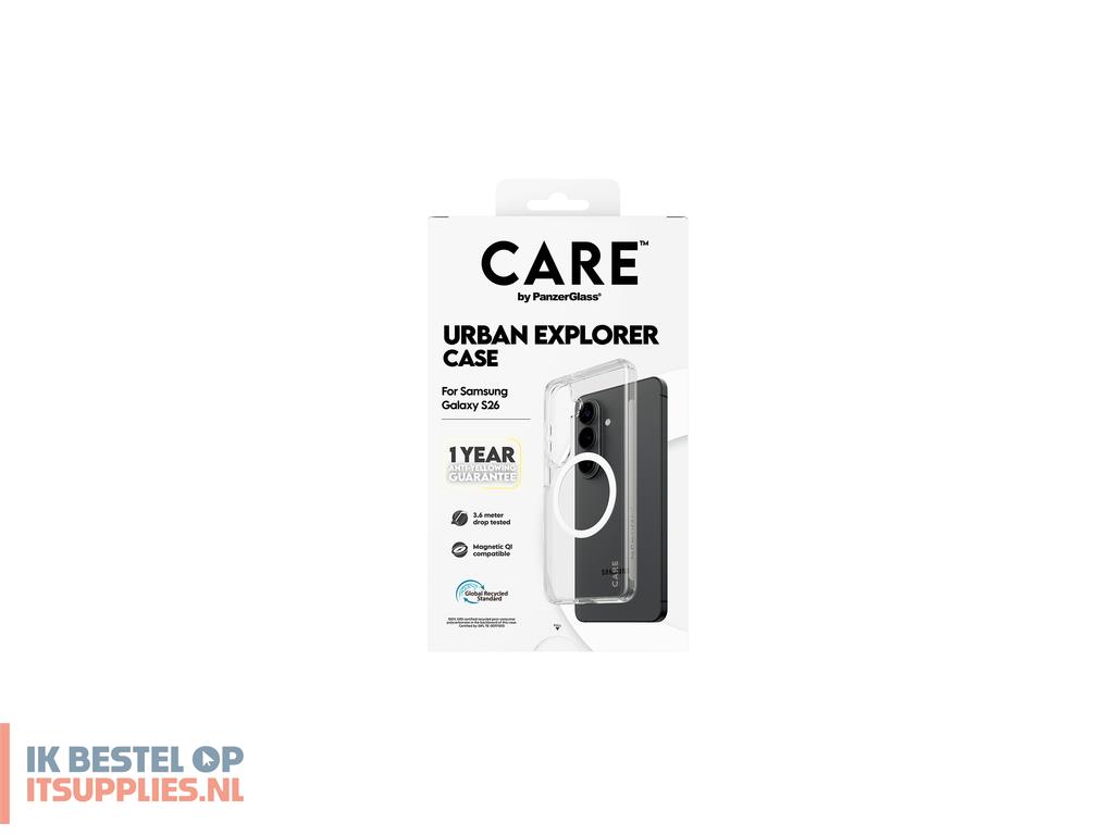 3015507-panzerglass_care_by__urban_explorer_case_transparent_w_white_qi_samsung_galaxy_s26_mobiele_telefoon