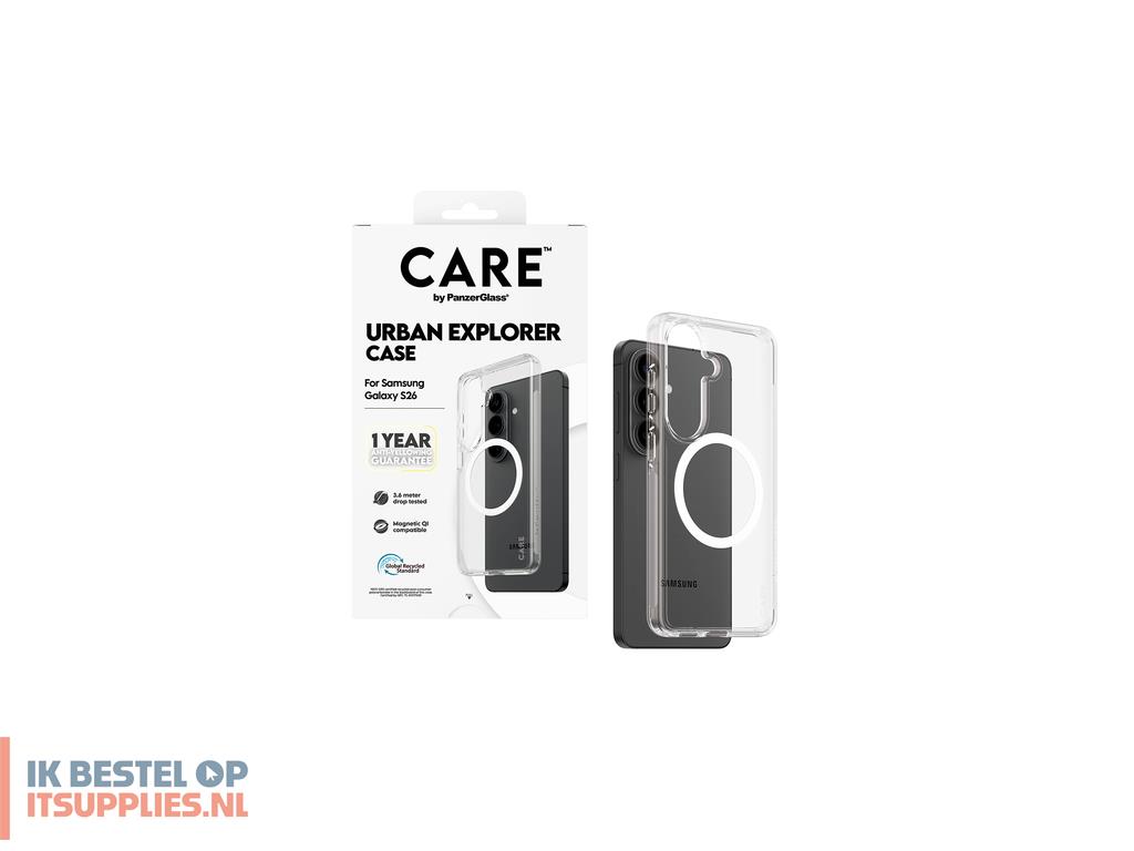 3021501-panzerglass_care_by__urban_explorer_case_transparent_w_white_qi_samsung_galaxy_s26_mobiele_telefoon