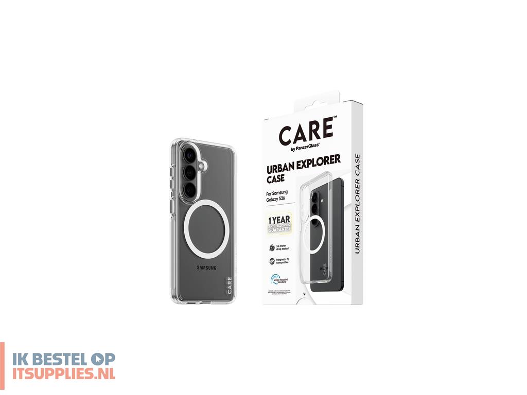 3024286-panzerglass_care_by__urban_explorer_case_transparent_w_white_qi_samsung_galaxy_s26_mobiele_telefoon