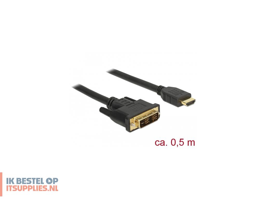 4601093-delock_85581_video_kabel_adapter_0-5_m_hdmi_type_a_standaard_dvi-d_zwart