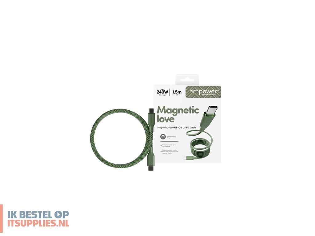 1750305-panzerglass_empower_by__magnetic_240w_usb-c_to_usb-c_cable_usb_20_15m_sage_usb-kabel_groen
