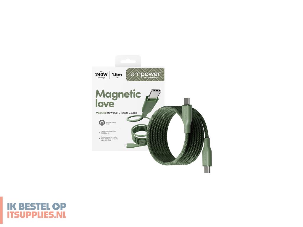 1755396-panzerglass_empower_by__magnetic_240w_usb-c_to_usb-c_cable_usb_20_15m_sage_usb-kabel_groen