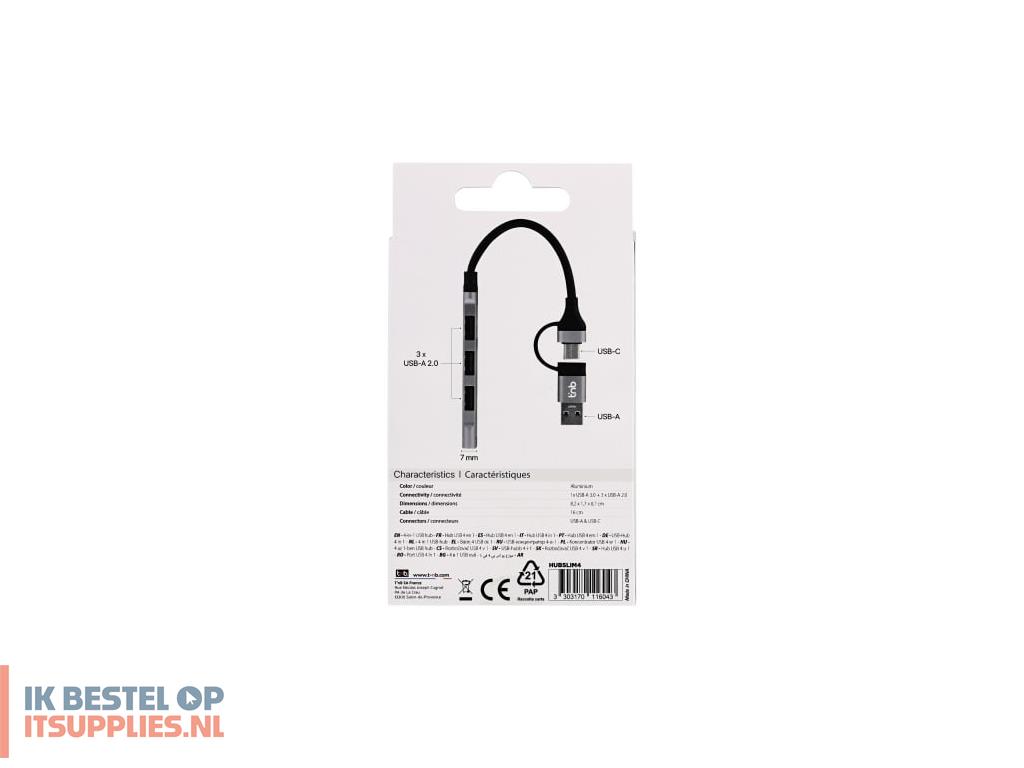 1521887-tnb_hubslim4_interface_hub_usb_20_5000_mbits_grijs