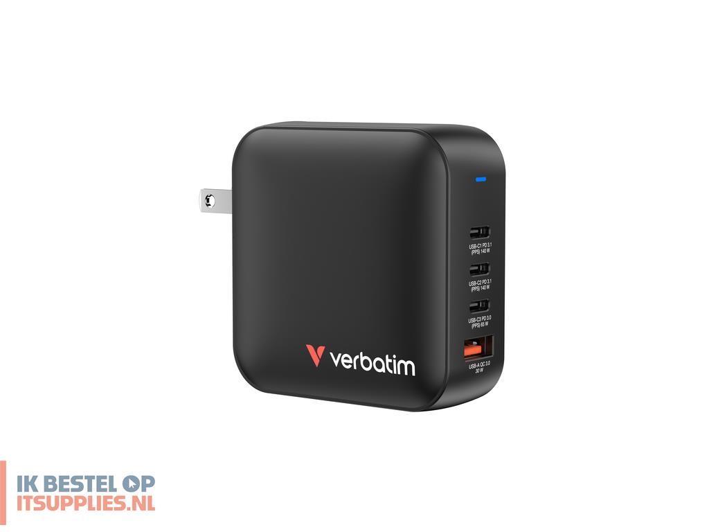 0253634-verbatim_mini_gan_charger_165w_universeel_zwart_ac_snel_opladen_binnen