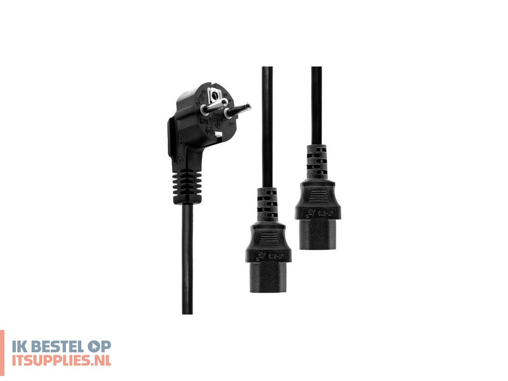 1524618-microconnect_pe011318_electriciteitssnoer_zwart_1-8_m_netstekker_type_f_2_x_c13_stekker