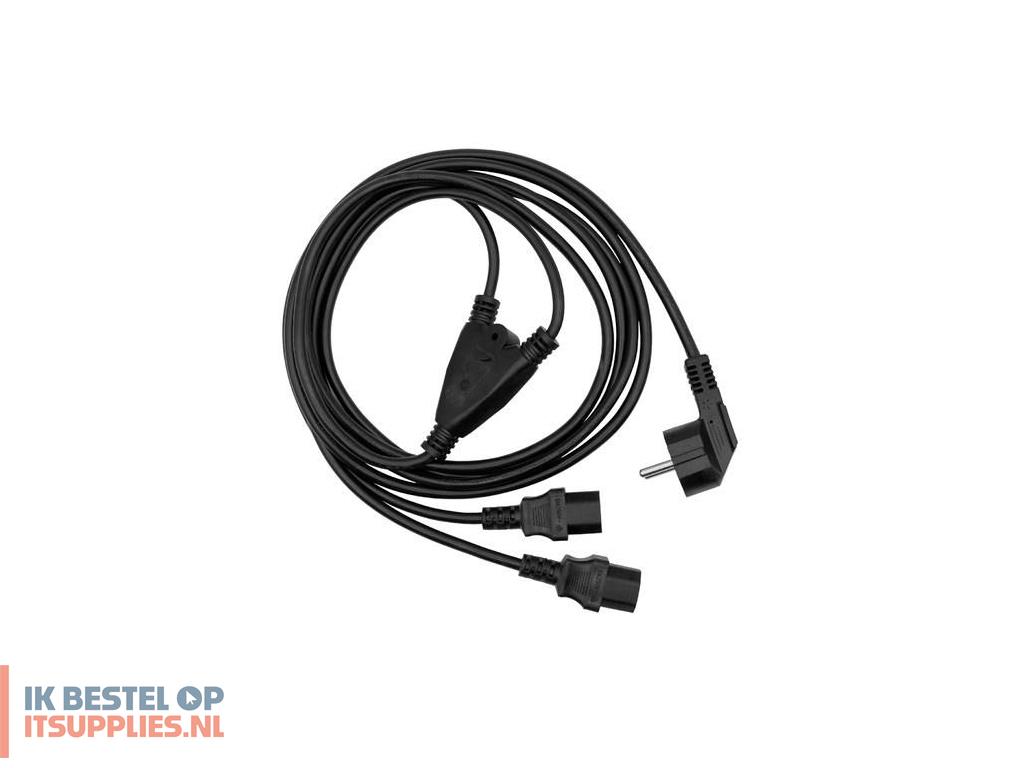 1528448-microconnect_pe011318_electriciteitssnoer_zwart_1-8_m_netstekker_type_f_2_x_c13_stekker